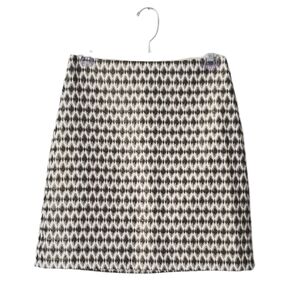 LOFT White Black Metallic Gold Print A Line Skirt Size 0 Petite